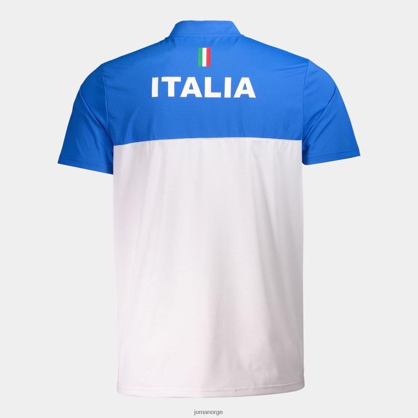 nei Joma poloskjorte kortermet italiensk tennis- og padelforbund kongeblå hvit FBD0T04701