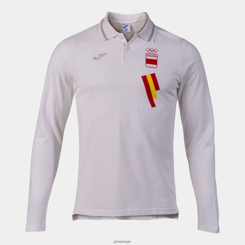 nei Joma poloskjorte langermet fritid spansk olympiske komité hvit grå FBD0T01398