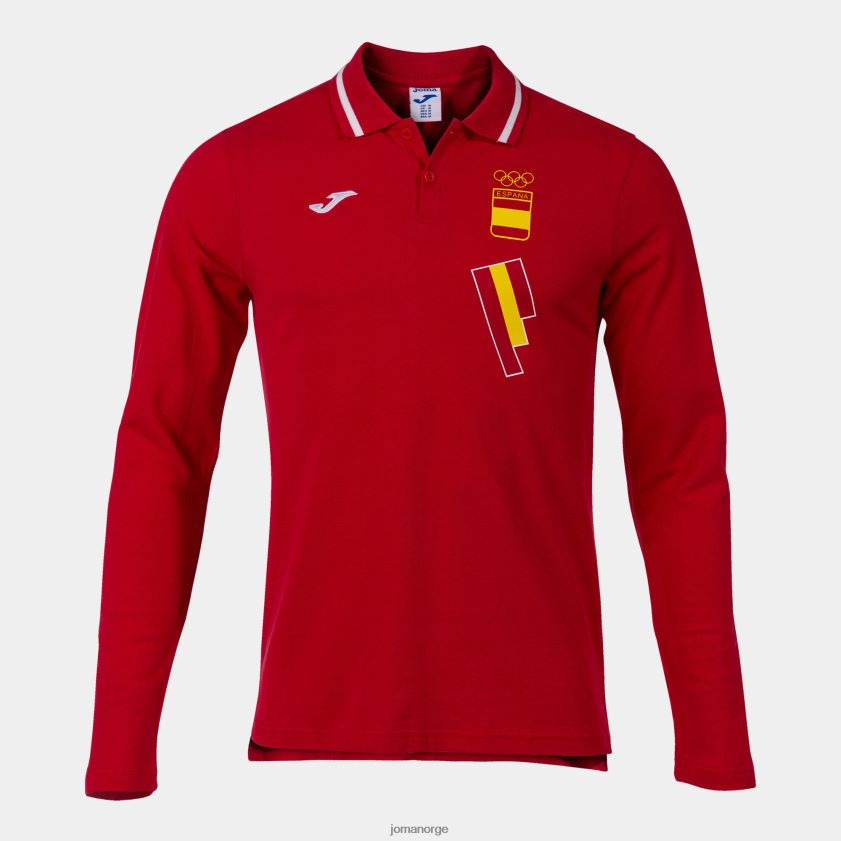 nei Joma poloskjorte langermet fritid spansk olympiske komité rød Hvit FBD0T0631