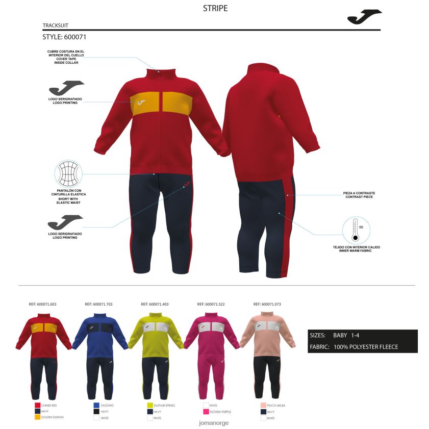 nei Joma treningsdress junior stripe rød marineblå FBD0T02771