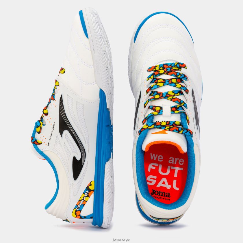 nei Joma futsal sko cancha 22 innendørs hvit blå FBD0T02588