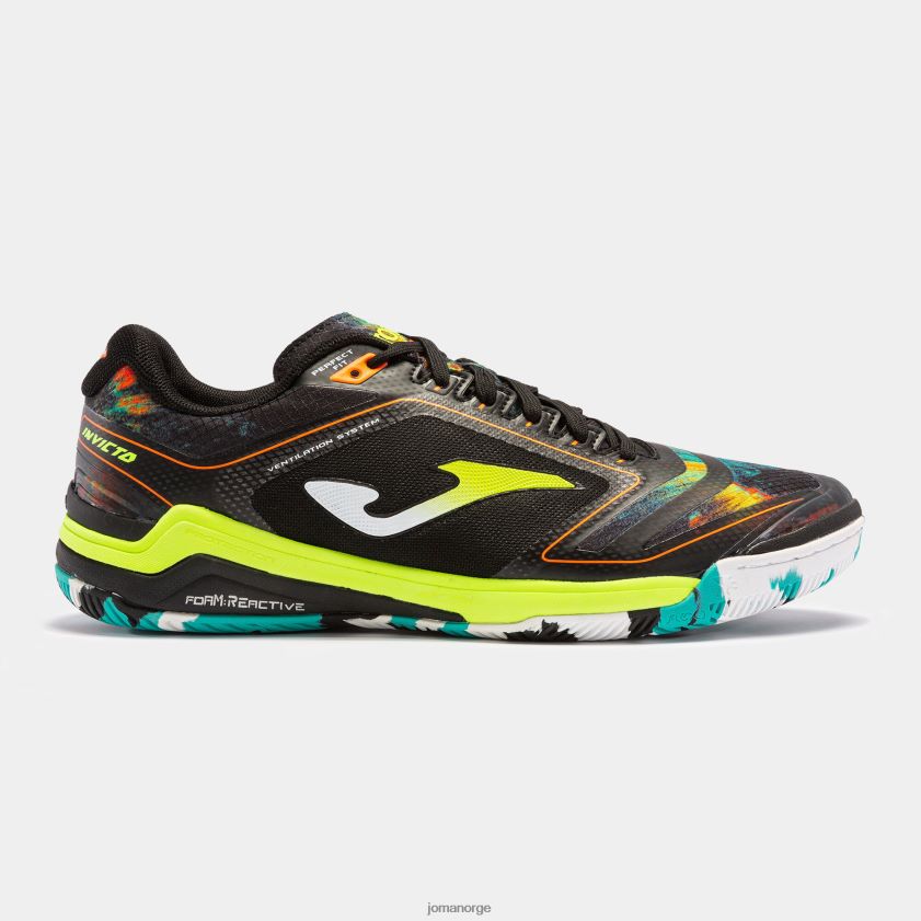 nei Joma futsal sko invicto 23 innendørs svart fluorescerende gul FBD0T03930