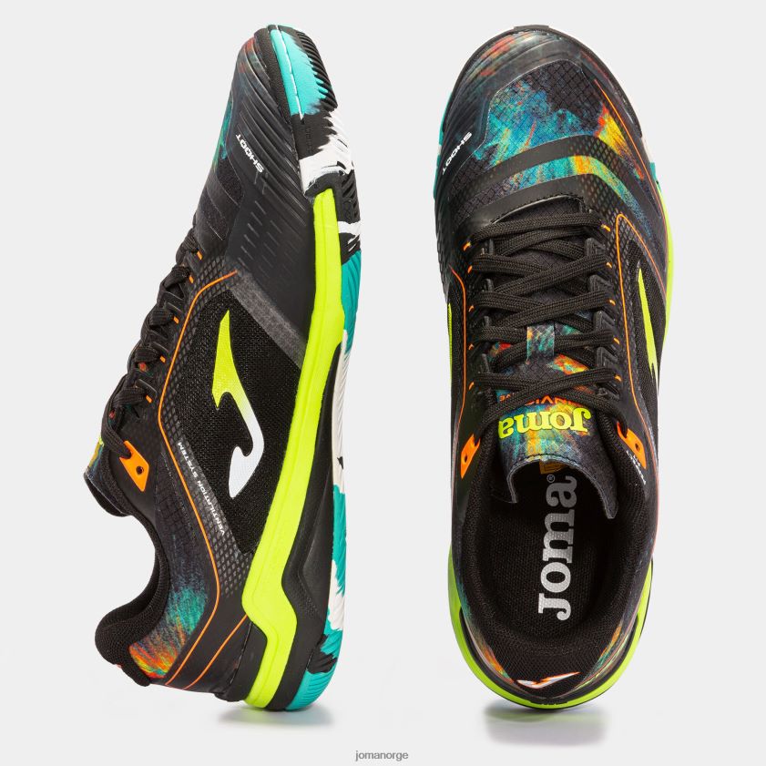 nei Joma futsal sko invicto 23 innendørs svart fluorescerende gul FBD0T03930