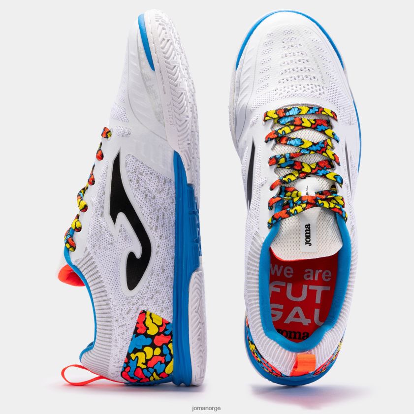 nei Joma futsal sko tactico 22 innendørs hvit kongeblå FBD0T015