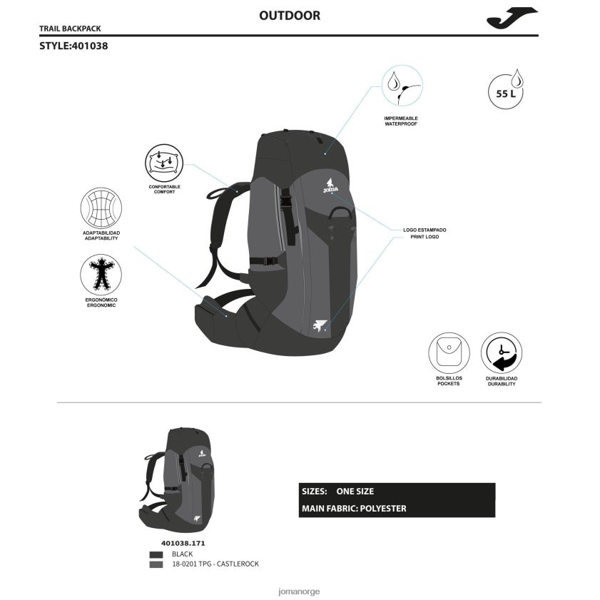 nei Joma ryggsekk-sko bag explorer svart mørkegrå FBD0T0756